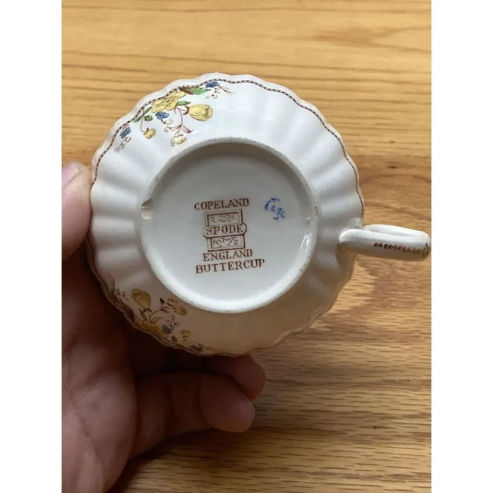 Vintage Flat Cup, Spode China Stoneware, Buttercup‎ Pattern, Old Stamp